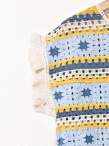 【2色展開】Elcamino フリルスリーブ クロップド クロシェトップス