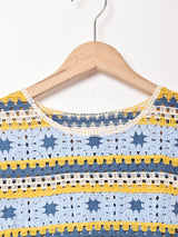 【2色展開】Elcamino フリルスリーブ クロップド クロシェトップス