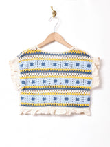 【2色展開】Elcamino フリルスリーブ クロップド クロシェトップス