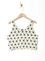 【2色展開】Meridian フラワークロシェ クロップドノースリーブトップス