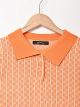 【2色展開】Meridian 総柄 半袖 ニットポロシャツ