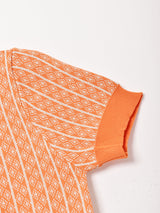 【2色展開】Meridian 総柄 半袖 ニットポロシャツ