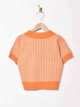 【2色展開】Meridian 総柄 半袖 ニットポロシャツ