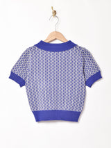 【2色展開】Meridian 総柄 半袖 ニットポロシャツ