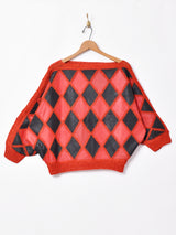 パッチワークデザイン レザートップス レッド