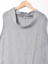 イタリア製 ボトルネック リネン スリーブレスワンピース