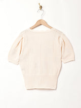 【2色展開】Meridian さくらんぼ刺繍 半袖カーディガン