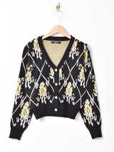 【2色展開】Meridian フラワーボタンカーディガン