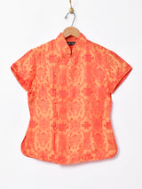 チャイナデザイン 半袖シャツ オレンジ