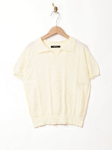 【2色展開】Meridian ケーブル 半袖ニットポロシャツ