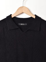 【2色展開】Meridian ケーブル 半袖ニットポロシャツ