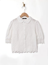 【2色展開】Meridian コットンレース 半袖ブラウス