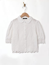 【2色展開】Meridian コットンレース 半袖ブラウス