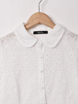 【2色展開】Meridian コットンレース 半袖ブラウス