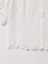 【2色展開】Meridian コットンレース 半袖ブラウス