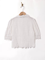 【2色展開】Meridian コットンレース 半袖ブラウス