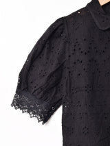 【2色展開】Meridian コットンレース 半袖ブラウス