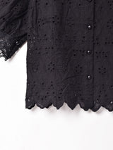 【2色展開】Meridian コットンレース 半袖ブラウス