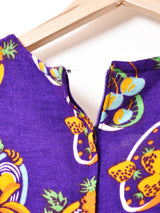 70's J.C.Penney フルーツ柄 長袖 マキシドレス