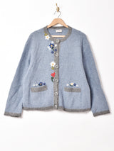 フラワー 刺繍 カーディガン