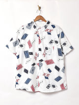 【3色展開】 総柄 半袖シャツ マルチ