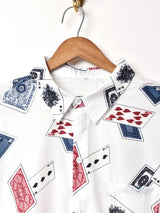 【3色展開】 総柄 半袖シャツ ホワイト