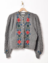 フラワー 刺繍 チロルカーディガン