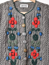 フラワー 刺繍 チロルカーディガン