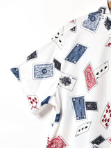 【3色展開】 総柄 半袖シャツ ホワイト