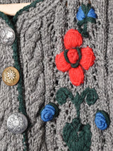 フラワー 刺繍 チロルカーディガン