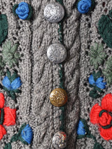 フラワー 刺繍 チロルカーディガン