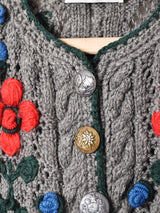 フラワー 刺繍 チロルカーディガン