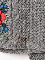 フラワー 刺繍 チロルカーディガン