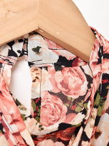 花柄 長袖 ボウタイブラウス