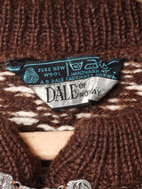 ノルウェー製 総柄 メタルフック ノルディックカーディガン