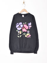 アメリカ製 フラワーデザイン スウェットシャツ