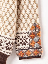 ノルウェー製 総柄 メタルフック ノルディックカーディガン