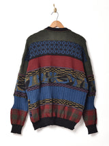 ドイツ製 総柄 3D風 カーディガン