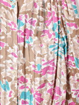 ノーカラー 総柄 長袖ブラウス