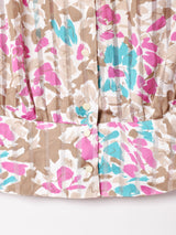 ノーカラー 総柄 長袖ブラウス