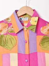 イタリア製 花柄 長袖シルクシャツ