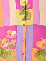 イタリア製 花柄 長袖シルクシャツ