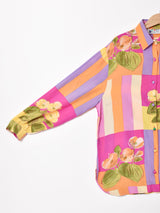 イタリア製 花柄 長袖シルクシャツ