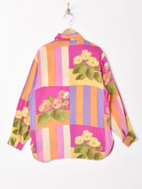 イタリア製 花柄 長袖シルクシャツ