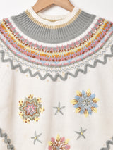 ハイネック フラワー 刺繍 セーター