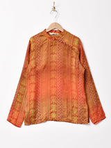 マンダリンカラー 総柄 長袖シャツ