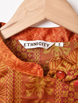 マンダリンカラー 総柄 長袖シャツ