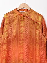 マンダリンカラー 総柄 長袖シャツ