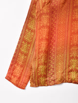 マンダリンカラー 総柄 長袖シャツ