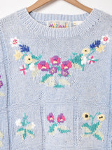 フラワー 刺繍 コットンセーター
